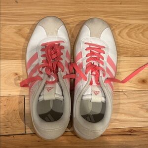 Adidas White Sneakers with Pink Accents